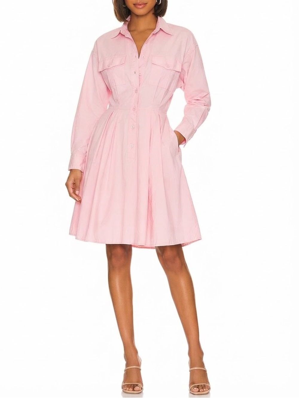 Vintage NORMA KAMALI Women's Pink Shirtwaist Dress Size 6